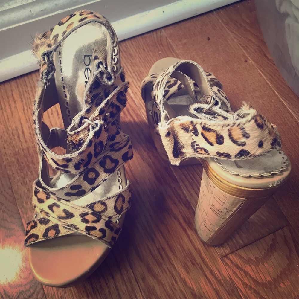 Cheetah Wooden Heel Sandal